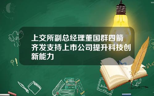 上交所副总经理董国群四箭齐发支持上市公司提升科技创新能力