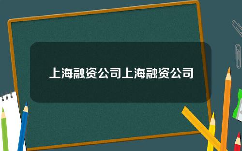 上海融资公司上海融资公司