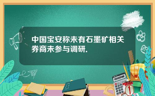 中国宝安称未有石墨矿相关券商未参与调研.