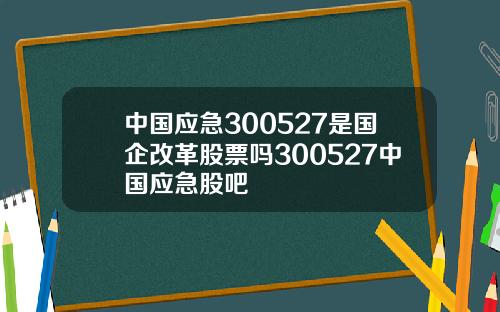 中国应急300527是国企改革股票吗300527中国应急股吧