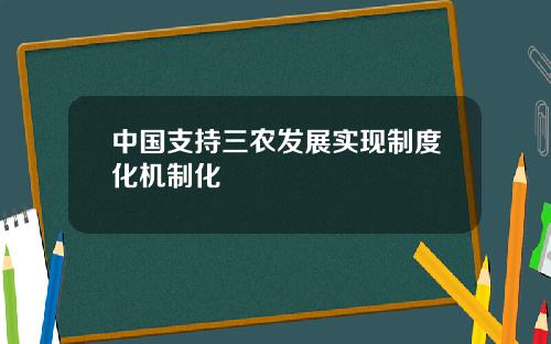 中国支持三农发展实现制度化机制化