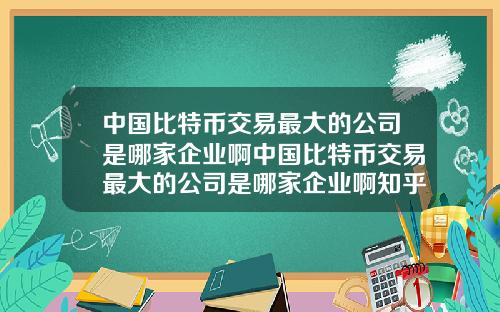 中国比特币交易最大的公司是哪家企业啊中国比特币交易最大的公司是哪家企业啊知乎