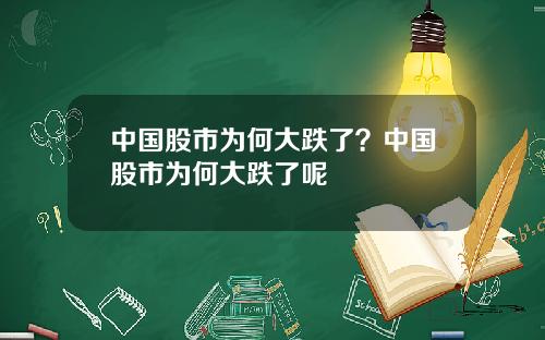 中国股市为何大跌了？中国股市为何大跌了呢