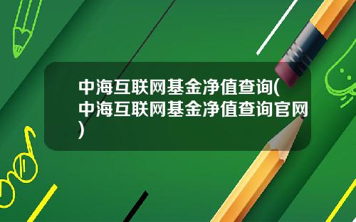 中海互联网基金净值查询(中海互联网基金净值查询官网)