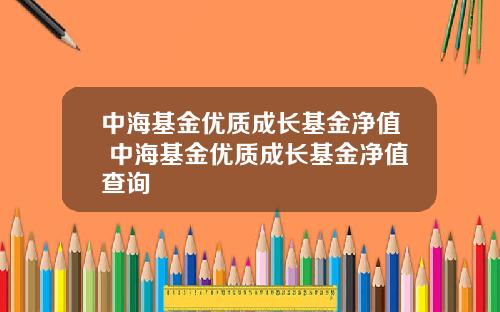 中海基金优质成长基金净值 中海基金优质成长基金净值查询