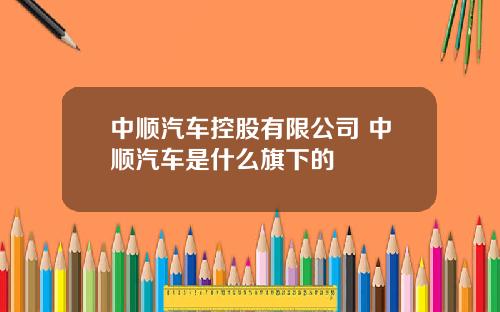 中顺汽车控股有限公司 中顺汽车是什么旗下的