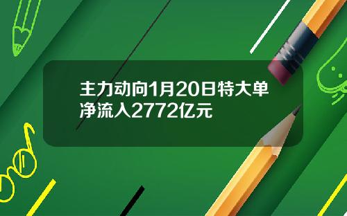 主力动向1月20日特大单净流入2772亿元