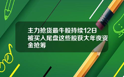 主力抢货最牛股持续12日被买入尾盘这些股获大年夜资金抢筹