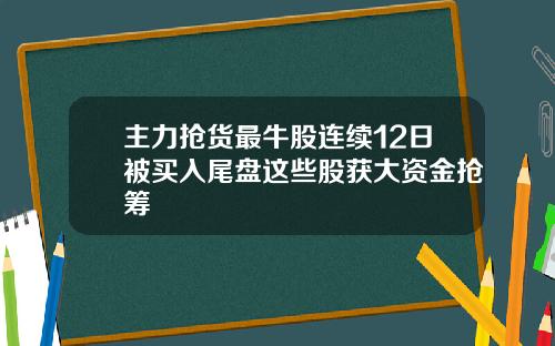 主力抢货最牛股连续12日被买入尾盘这些股获大资金抢筹