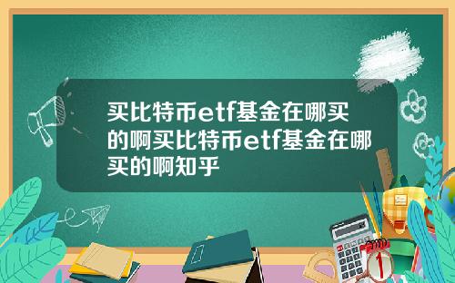 买比特币etf基金在哪买的啊买比特币etf基金在哪买的啊知乎