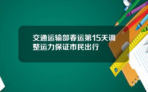 交通运输部春运第15天调整运力保证市民出行