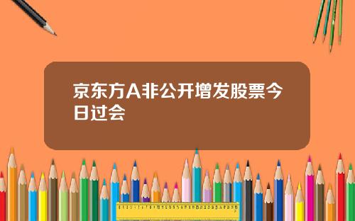 京东方A非公开增发股票今日过会