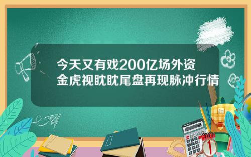 今天又有戏200亿场外资金虎视眈眈尾盘再现脉冲行情