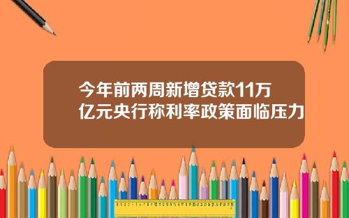 今年前两周新增贷款11万亿元央行称利率政策面临压力