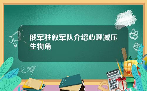 俄军驻叙军队介绍心理减压生物角