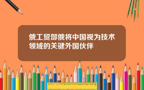 俄工贸部俄将中国视为技术领域的关键外国伙伴