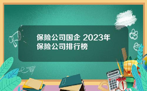 保险公司国企 2023年保险公司排行榜