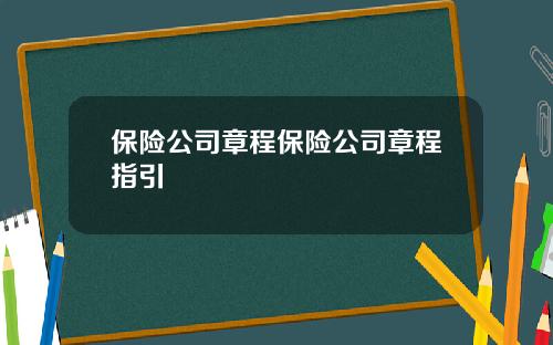 保险公司章程保险公司章程指引