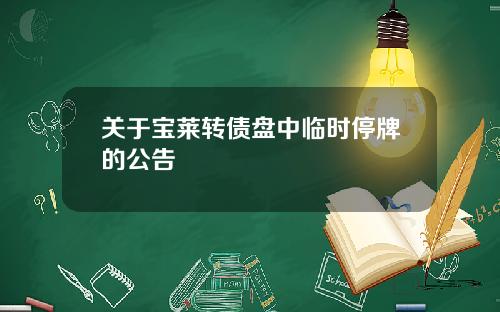 关于宝莱转债盘中临时停牌的公告