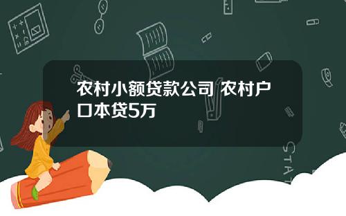 农村小额贷款公司 农村户口本贷5万