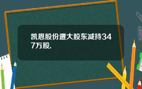 凯恩股份遭大股东减持347万股.