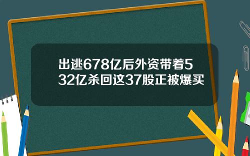 出逃678亿后外资带着532亿杀回这37股正被爆买