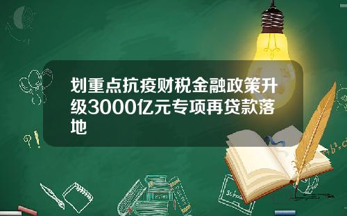 划重点抗疫财税金融政策升级3000亿元专项再贷款落地