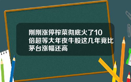 刚刚涨停榨菜彻底火了10倍超等大年夜牛股这几年竟比茅台涨幅还高