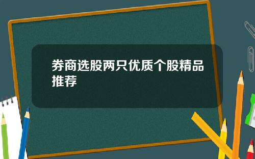 券商选股两只优质个股精品推荐