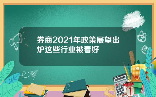 券商2021年政策展望出炉这些行业被看好