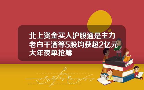 北上资金买入沪股通是主力老白干酒等5股均获超2亿元大年夜单抢筹