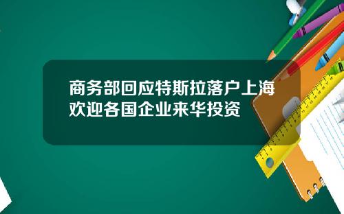 商务部回应特斯拉落户上海欢迎各国企业来华投资