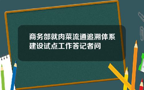 商务部就肉菜流通追溯体系建设试点工作答记者问