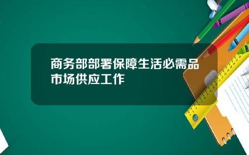 商务部部署保障生活必需品市场供应工作