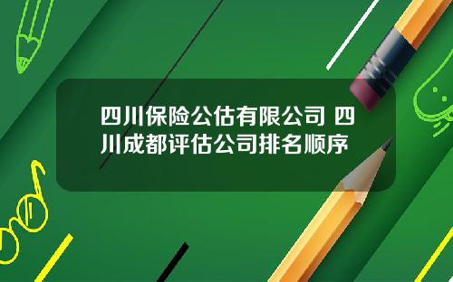 四川保险公估有限公司 四川成都评估公司排名顺序