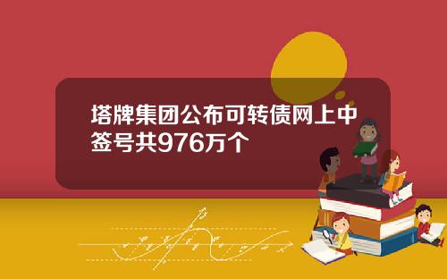 塔牌集团公布可转债网上中签号共976万个