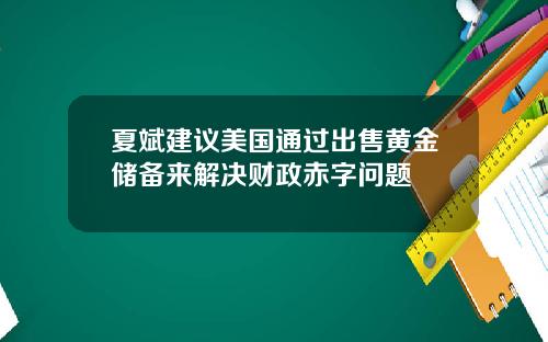 夏斌建议美国通过出售黄金储备来解决财政赤字问题