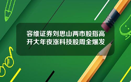 容维证券刘思山两市股指高开大年夜涨科技股周全爆发