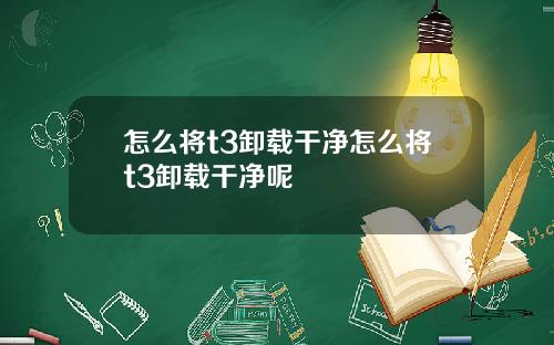 怎么将t3卸载干净怎么将t3卸载干净呢