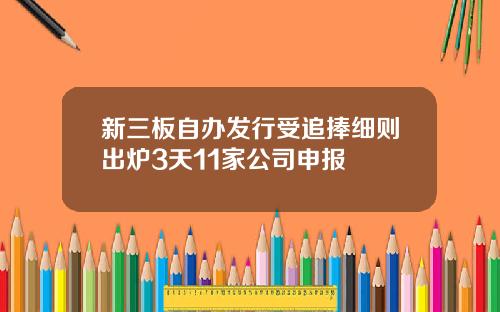 新三板自办发行受追捧细则出炉3天11家公司申报