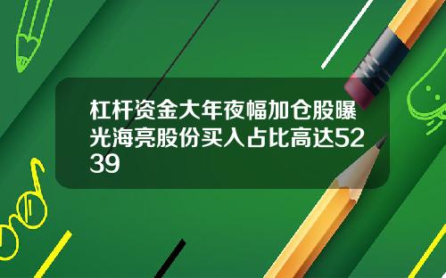 杠杆资金大年夜幅加仓股曝光海亮股份买入占比高达5239