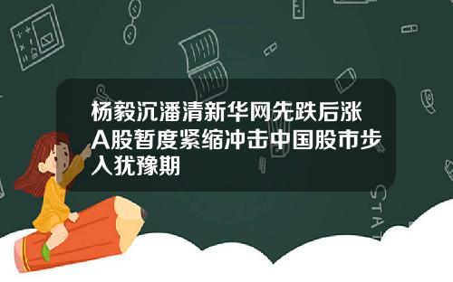 杨毅沉潘清新华网先跌后涨A股暂度紧缩冲击中国股市步入犹豫期