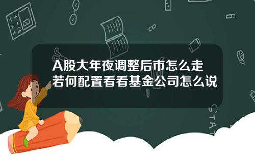 A股大年夜调整后市怎么走若何配置看看基金公司怎么说