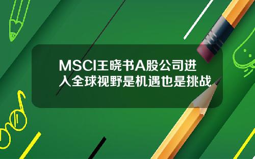 MSCI王晓书A股公司进入全球视野是机遇也是挑战