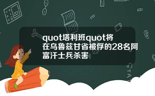 quot塔利班quot将在乌鲁兹甘省被俘的28名阿富汗士兵杀害