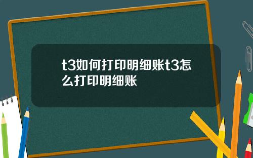 t3如何打印明细账t3怎么打印明细账