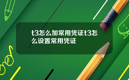 t3怎么加常用凭证t3怎么设置常用凭证