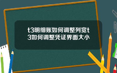 t3明细账如何调整列宽t3如何调整凭证界面大小