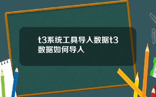 t3系统工具导入数据t3数据如何导入