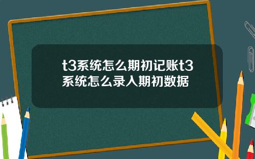 t3系统怎么期初记账t3系统怎么录入期初数据